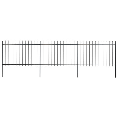 vidaXL Clôture de jardin avec dessus en lance Acier 5,1 x 1,2 m Noir
