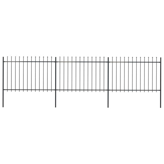 vidaXL Clôture de jardin avec dessus en lance Acier 5,1 x 1,2 m Noir