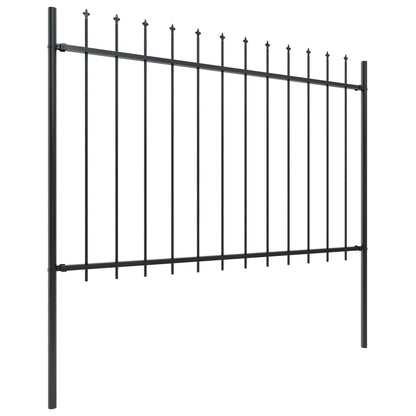 vidaXL Clôture de jardin avec dessus en lance Acier 5,1 x 1,2 m Noir