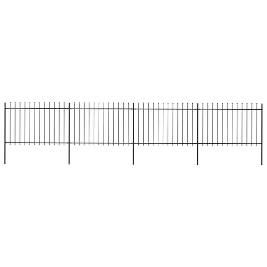 vidaXL Clôture de jardin avec dessus en lance Acier 6,8 x 1,2 m Noir