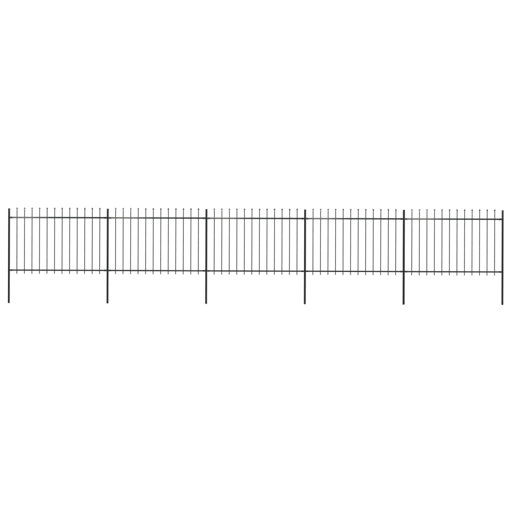 vidaXL Clôture de jardin avec dessus en lance Acier 8,5 x 1,2 m Noir