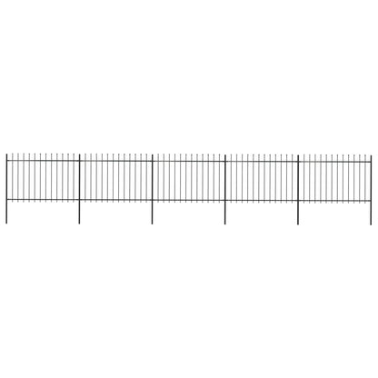 vidaXL Clôture de jardin avec dessus en lance Acier 8,5 x 1,2 m Noir