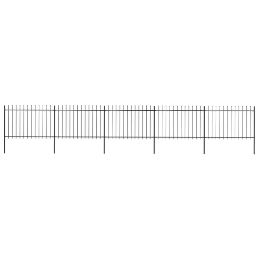 vidaXL Clôture de jardin avec dessus en lance Acier 8,5 x 1,2 m Noir