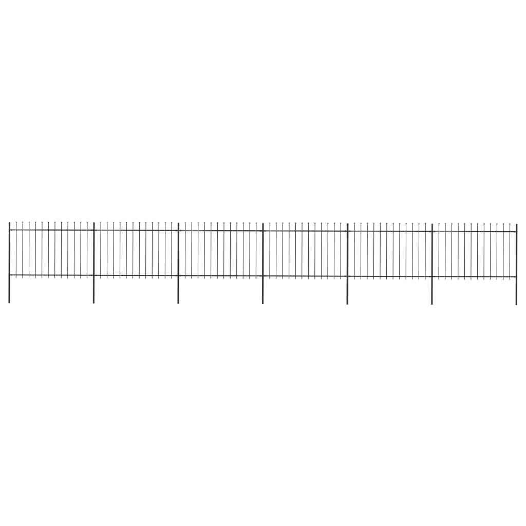 vidaXL Clôture de jardin avec dessus en lance Acier 10,2 x 1,2 m Noir