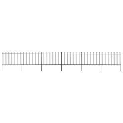 vidaXL Clôture de jardin avec dessus en lance Acier 10,2 x 1,2 m Noir