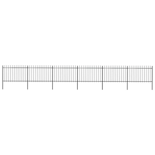 vidaXL Clôture de jardin avec dessus en lance Acier 10,2 x 1,2 m Noir