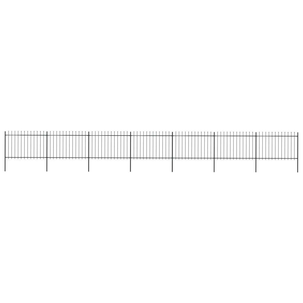 vidaXL Clôture de jardin avec dessus en lance Acier 11,9 x 1,2 m Noir
