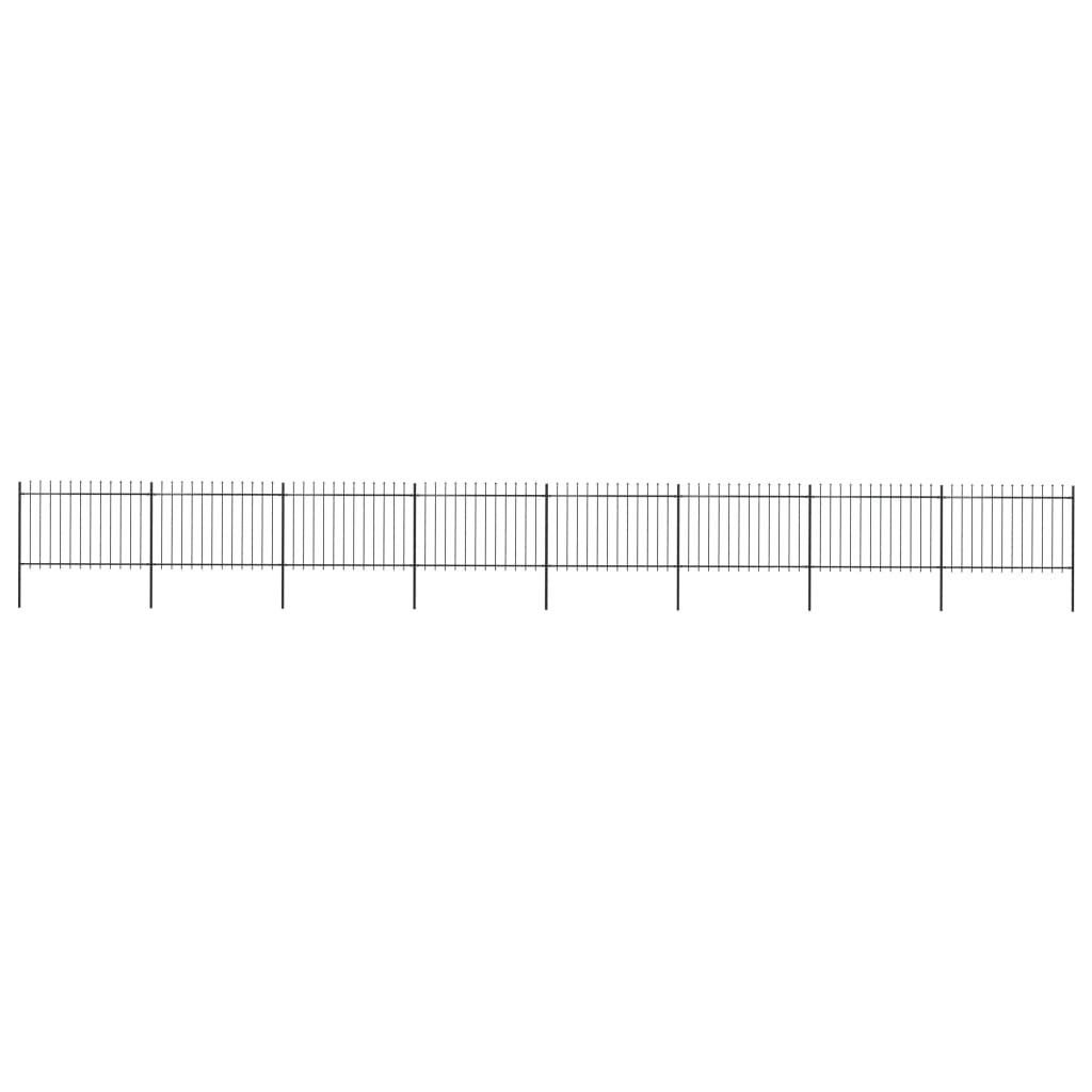 vidaXL Clôture de jardin avec dessus en lance Acier 13,6 x 1,2 m Noir
