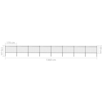 vidaXL Clôture de jardin avec dessus en lance Acier 13,6 x 1,2 m Noir