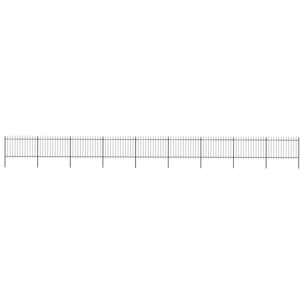 vidaXL Clôture de jardin avec dessus en lance Acier 15,3 x 1,2 m Noir