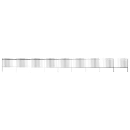 vidaXL Clôture de jardin avec dessus en lance Acier 15,3 x 1,2 m Noir