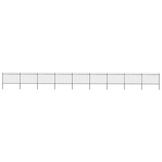 vidaXL Clôture de jardin avec dessus en lance Acier 15,3 x 1,2 m Noir