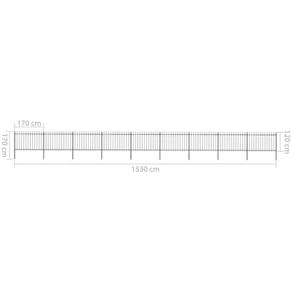 vidaXL Clôture de jardin avec dessus en lance Acier 15,3 x 1,2 m Noir