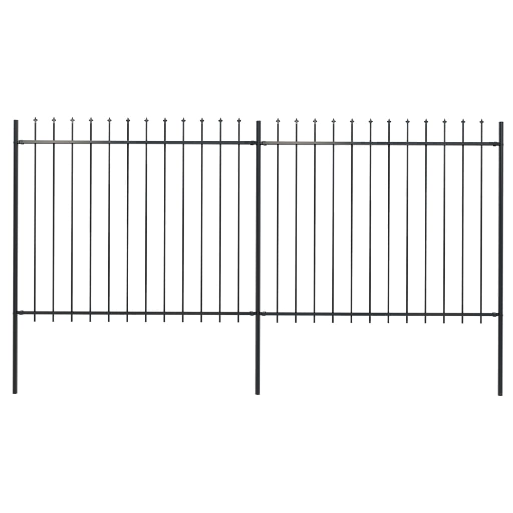 vidaXL Clôture de jardin avec dessus en lance Acier 3,4 x 1,5 m Noir