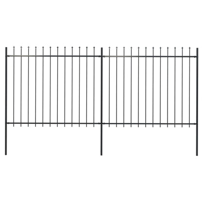vidaXL Clôture de jardin avec dessus en lance Acier 3,4 x 1,5 m Noir
