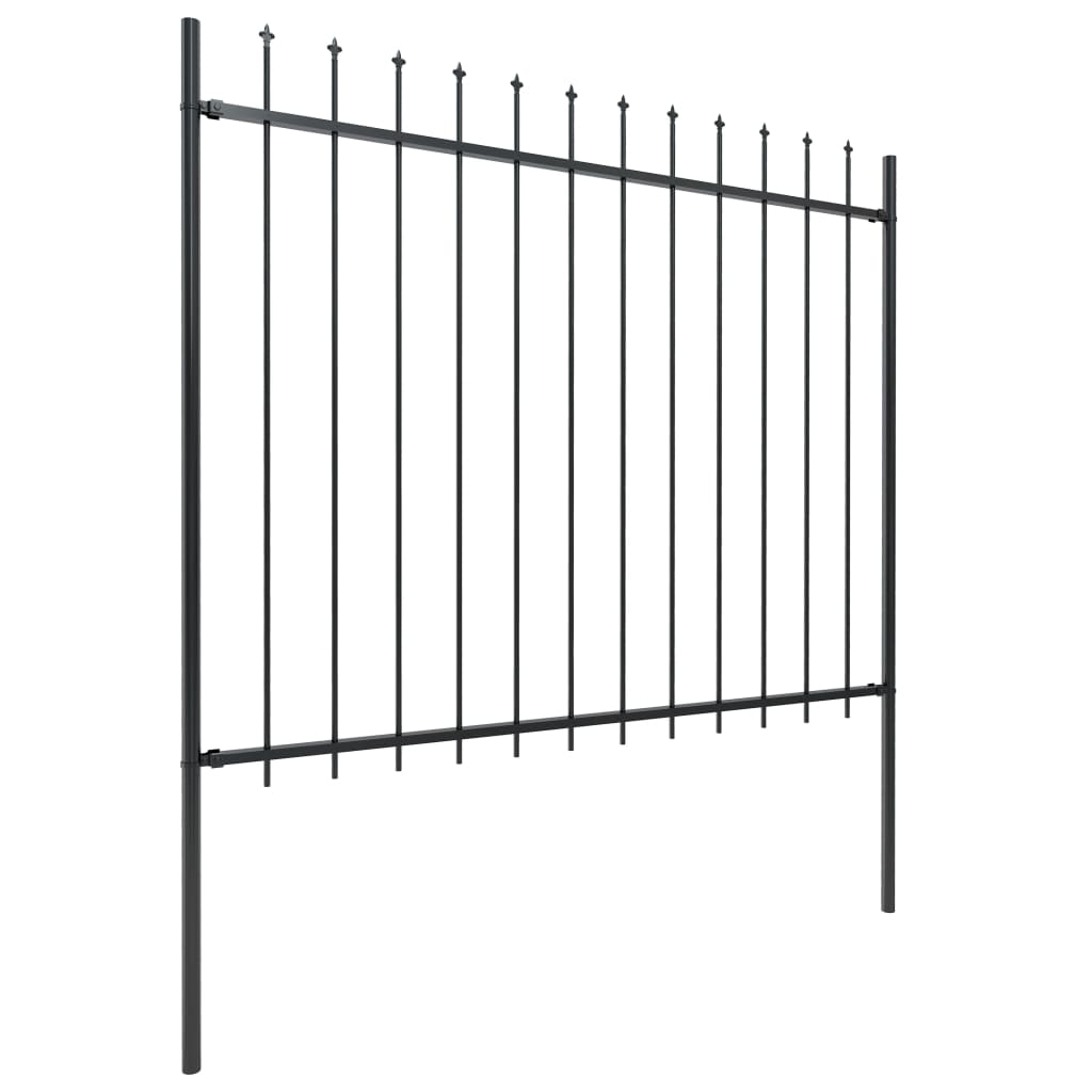 vidaXL Clôture de jardin avec dessus en lance Acier 3,4 x 1,5 m Noir