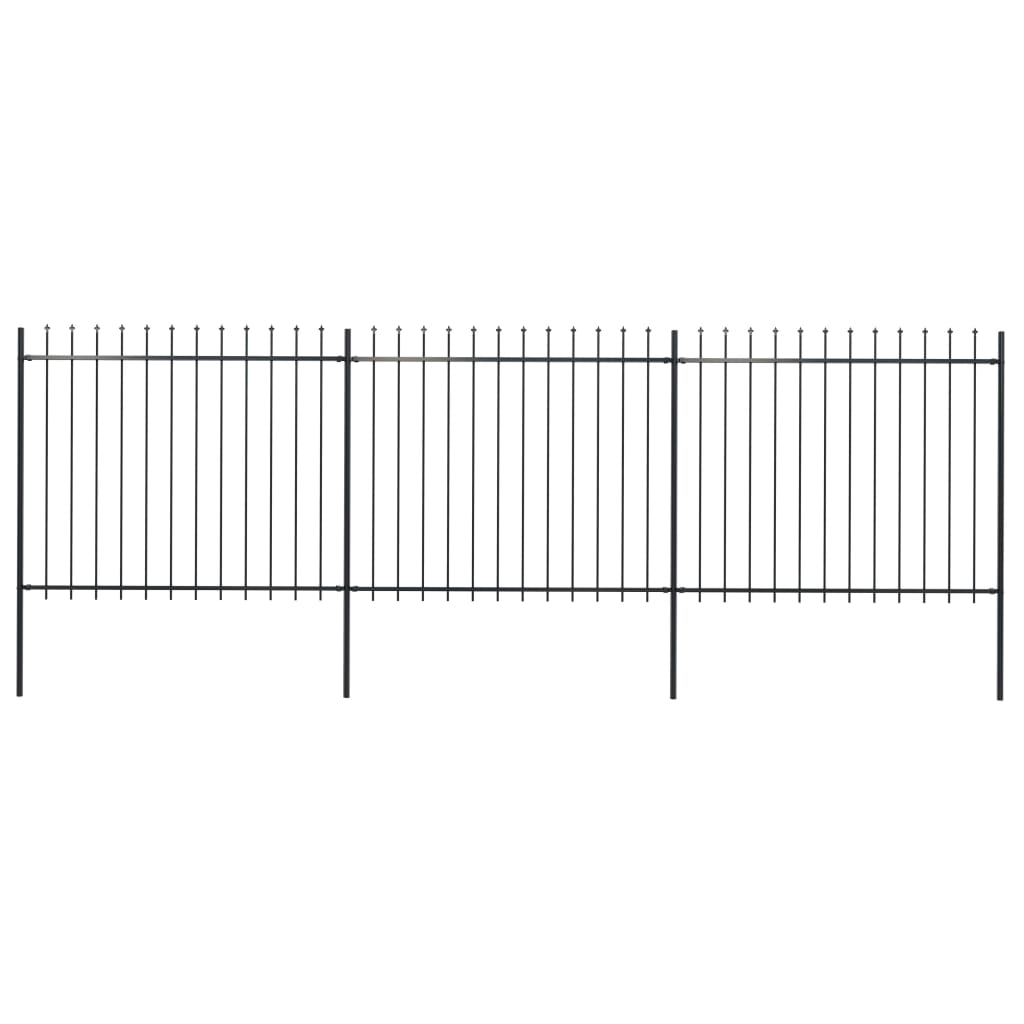 vidaXL Clôture de jardin avec dessus en lance Acier 5,1 x 1,5 m Noir