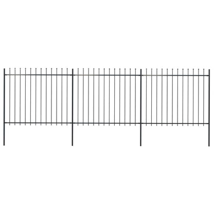 vidaXL Clôture de jardin avec dessus en lance Acier 5,1 x 1,5 m Noir