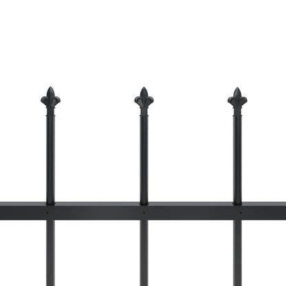 vidaXL Clôture de jardin avec dessus en lance Acier 5,1 x 1,5 m Noir