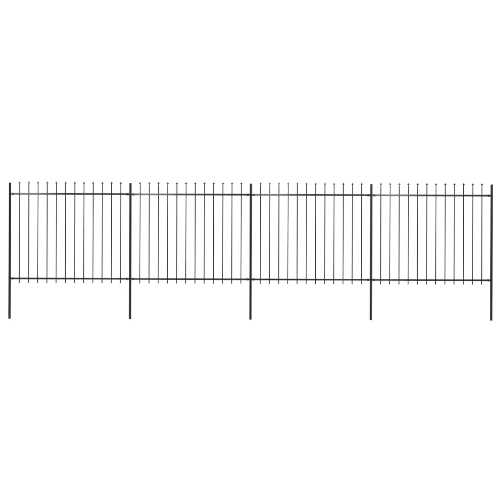 vidaXL Clôture de jardin avec dessus en lance Acier 6,8 x 1,5 m Noir