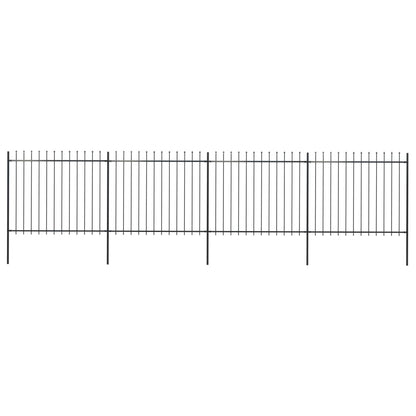 vidaXL Clôture de jardin avec dessus en lance Acier 6,8 x 1,5 m Noir