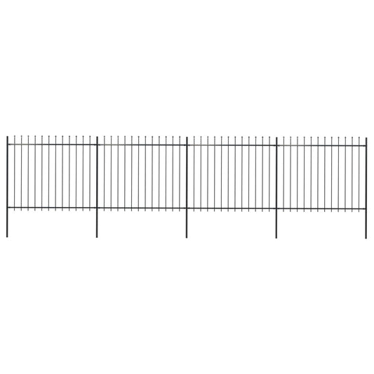 vidaXL Clôture de jardin avec dessus en lance Acier 6,8 x 1,5 m Noir
