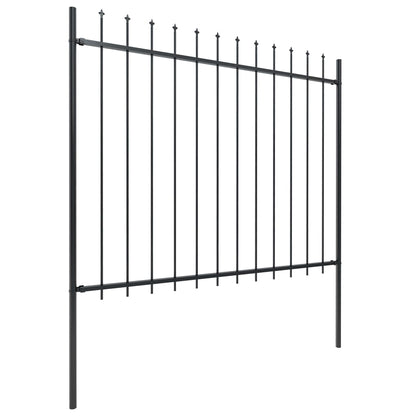 vidaXL Clôture de jardin avec dessus en lance Acier 6,8 x 1,5 m Noir