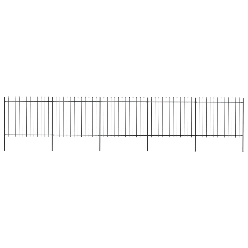 vidaXL Clôture de jardin avec dessus en lance Acier 8,5 x 1,5 m Noir