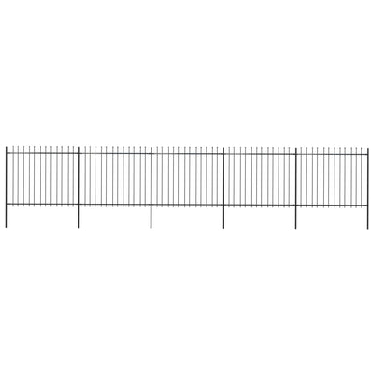 vidaXL Clôture de jardin avec dessus en lance Acier 8,5 x 1,5 m Noir