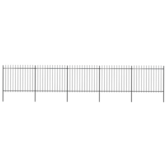 vidaXL Clôture de jardin avec dessus en lance Acier 8,5 x 1,5 m Noir