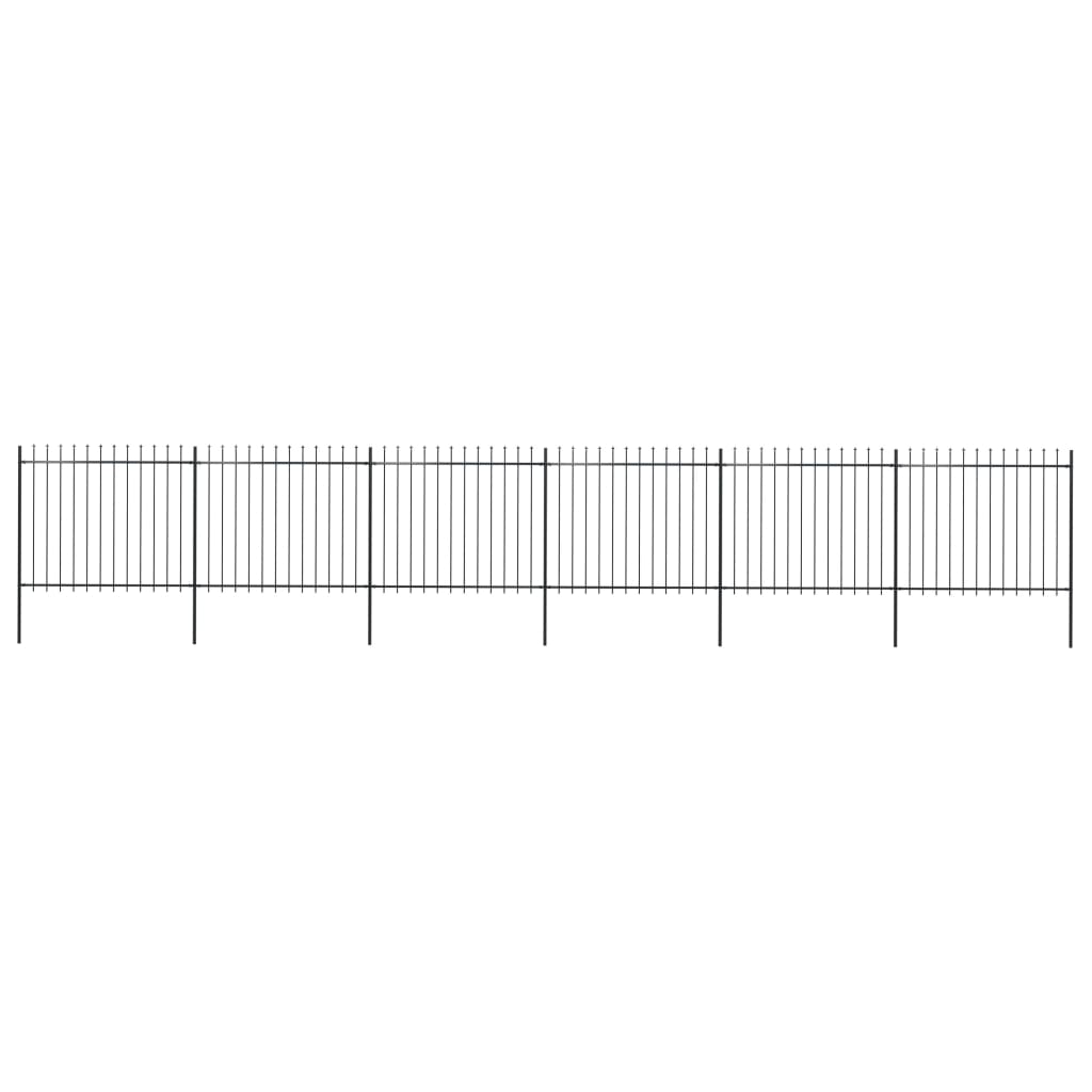 vidaXL Clôture de jardin avec dessus en lance Acier 10,2 x 1,5 m Noir