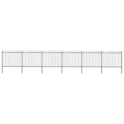 vidaXL Clôture de jardin avec dessus en lance Acier 10,2 x 1,5 m Noir