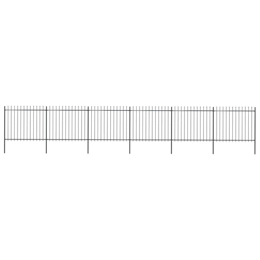 vidaXL Clôture de jardin avec dessus en lance Acier 10,2 x 1,5 m Noir