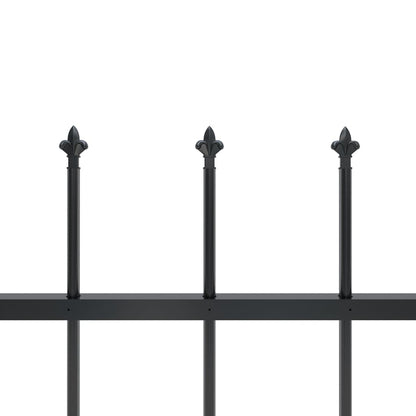 vidaXL Clôture de jardin avec dessus en lance Acier 10,2 x 1,5 m Noir