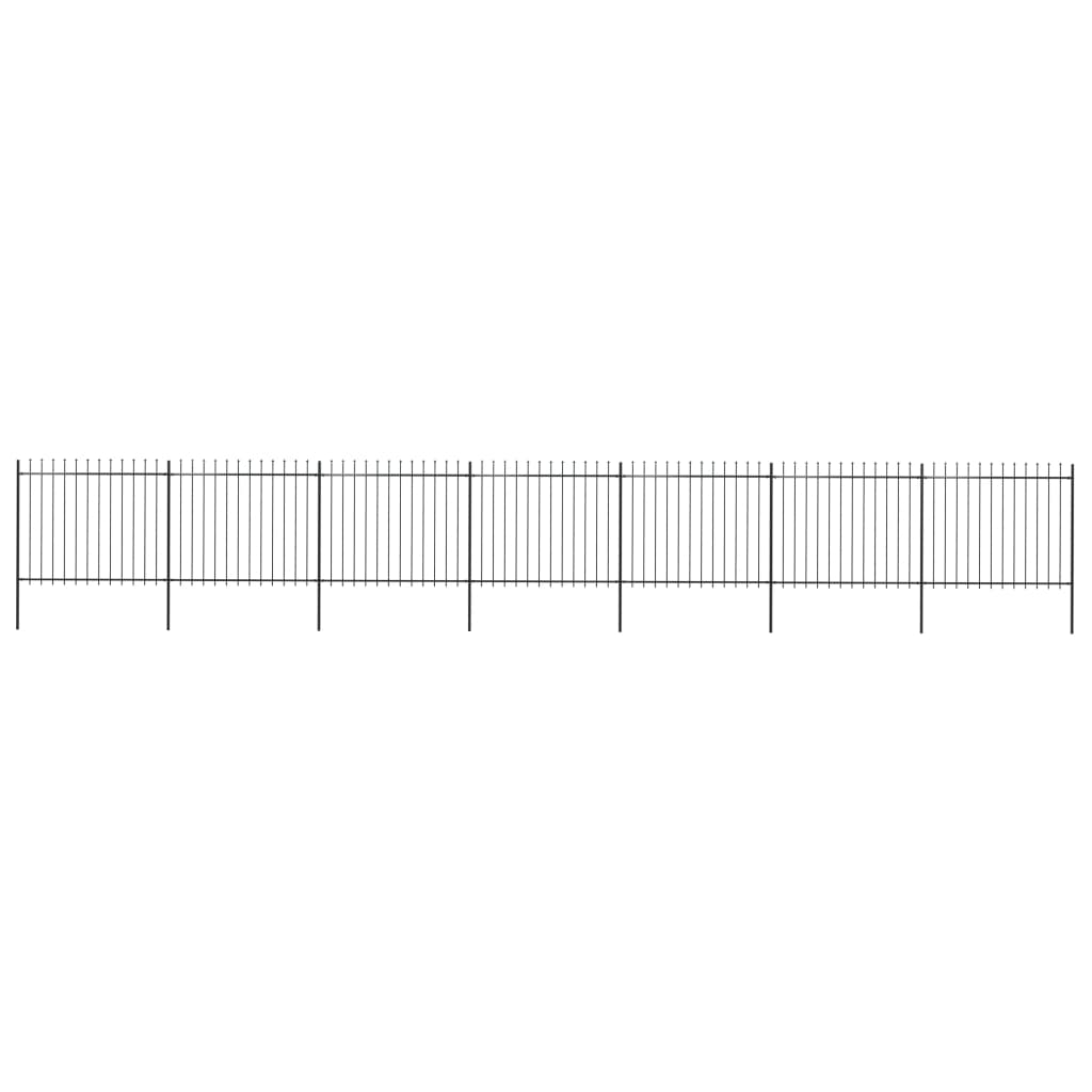 vidaXL Clôture de jardin avec dessus en lance Acier 11,9 x 1,5 m Noir