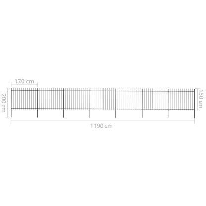 vidaXL Clôture de jardin avec dessus en lance Acier 11,9 x 1,5 m Noir