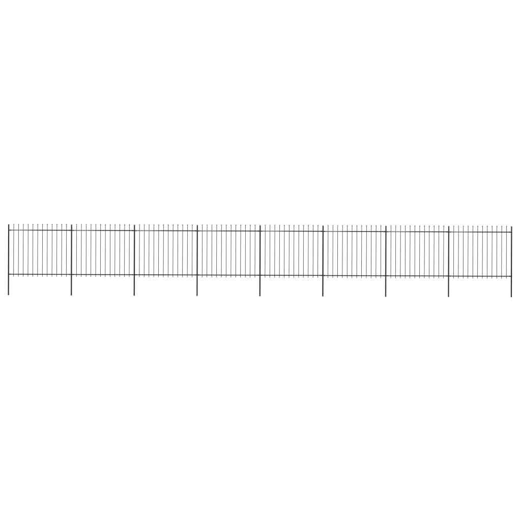 vidaXL Clôture de jardin avec dessus en lance Acier 13,6 x 1,5 m Noir
