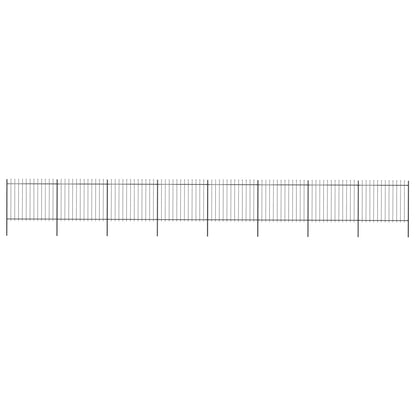 vidaXL Clôture de jardin avec dessus en lance Acier 13,6 x 1,5 m Noir