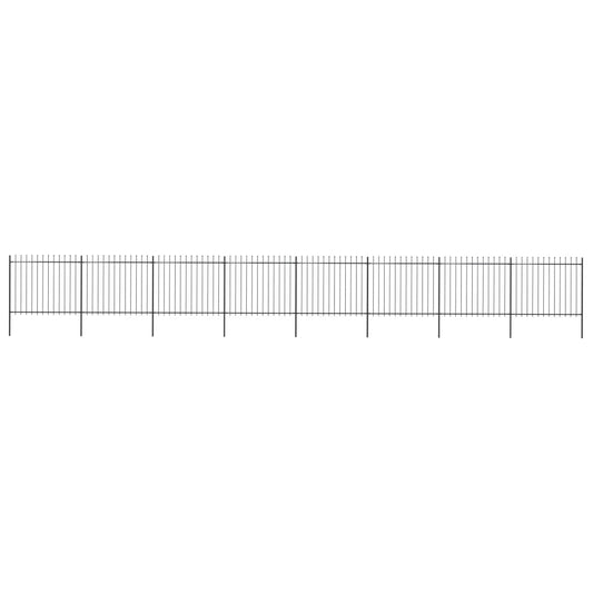 vidaXL Clôture de jardin avec dessus en lance Acier 13,6 x 1,5 m Noir