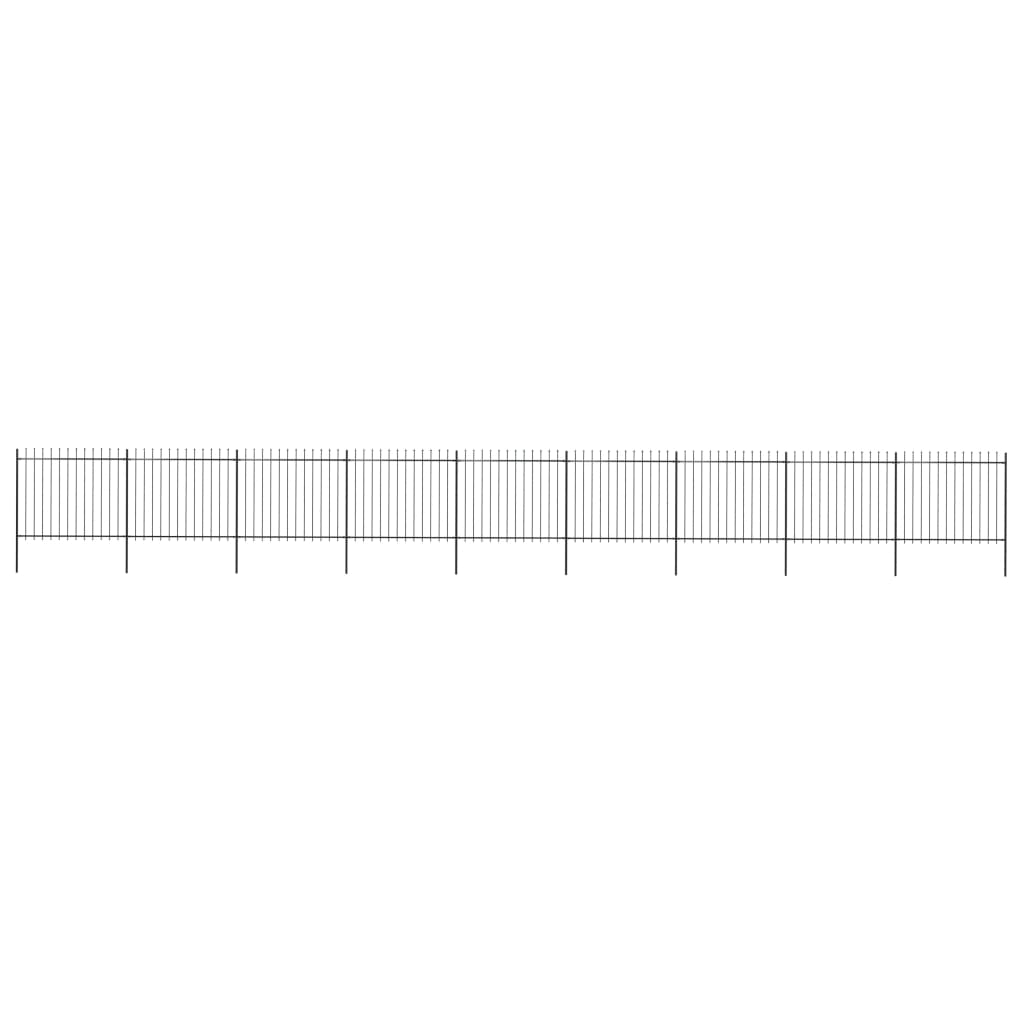 vidaXL Clôture de jardin avec dessus en lance Acier 15,3 x 1,5 m Noir