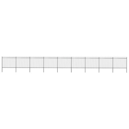 vidaXL Clôture de jardin avec dessus en lance Acier 15,3 x 1,5 m Noir