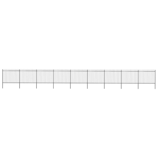 vidaXL Clôture de jardin avec dessus en lance Acier 15,3 x 1,5 m Noir
