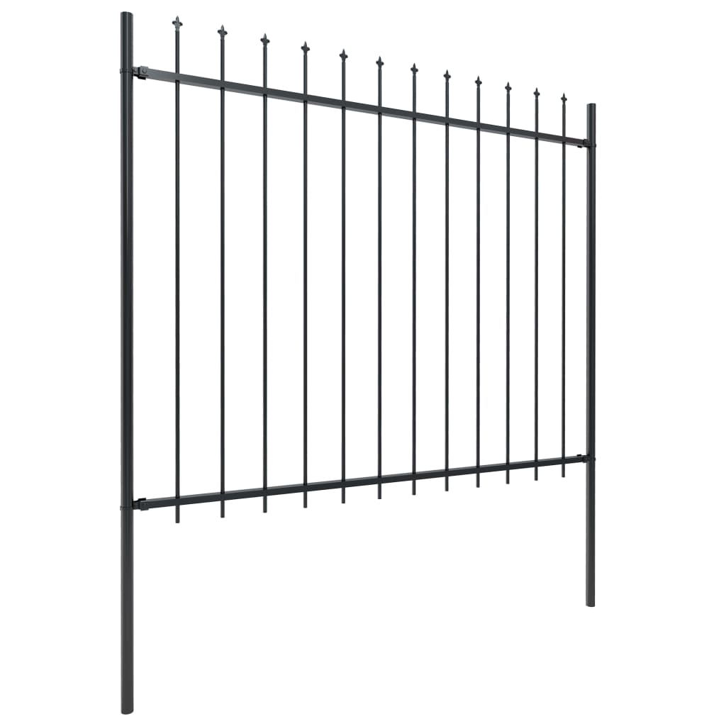 vidaXL Clôture de jardin avec dessus en lance Acier 15,3 x 1,5 m Noir