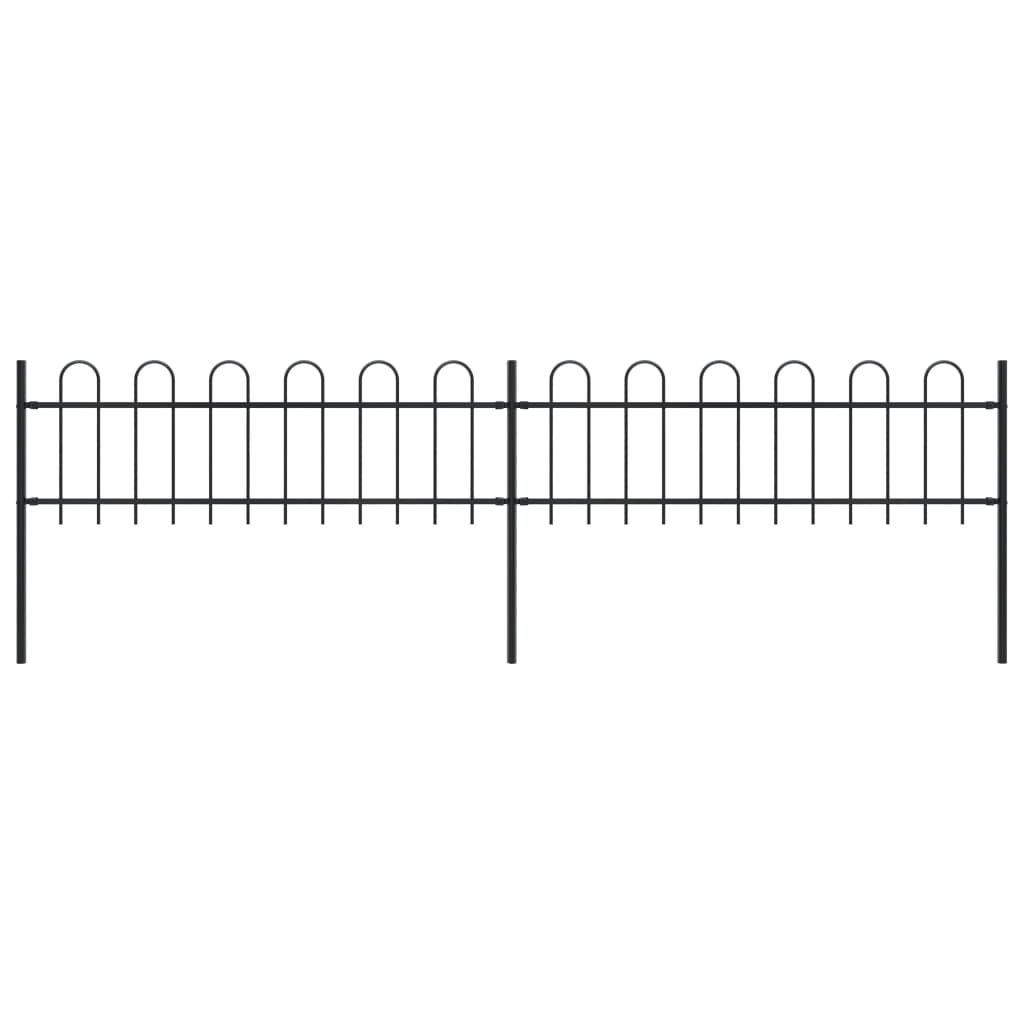 vidaXL Clôture de jardin avec dessus en cerceau Acier 3,4 x 0,6 m Noir