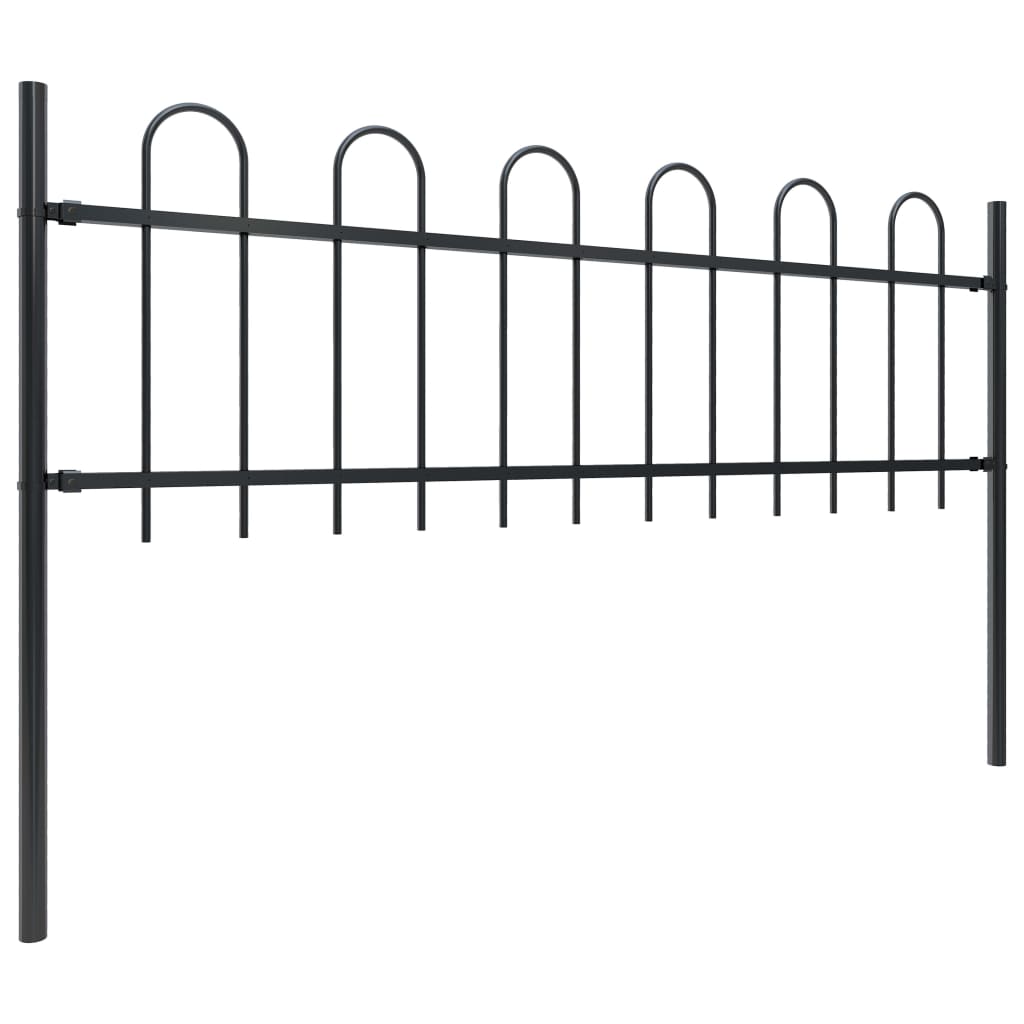 vidaXL Clôture de jardin avec dessus en cerceau Acier 3,4 x 0,6 m Noir