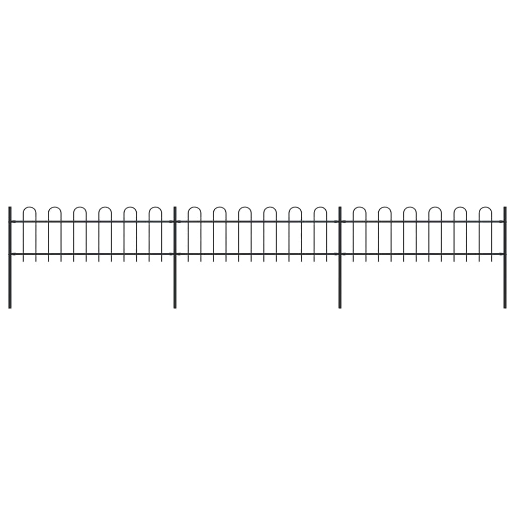 vidaXL Clôture de jardin avec dessus en cerceau Acier 5,1 x 0,6 m Noir