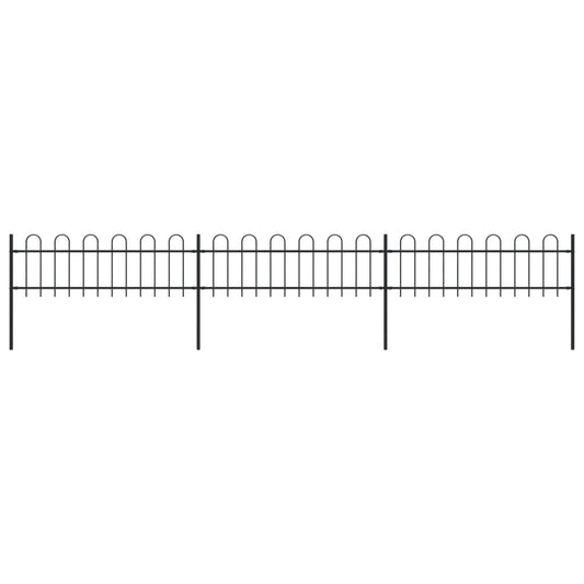 vidaXL Clôture de jardin avec dessus en cerceau Acier 5,1 x 0,6 m Noir