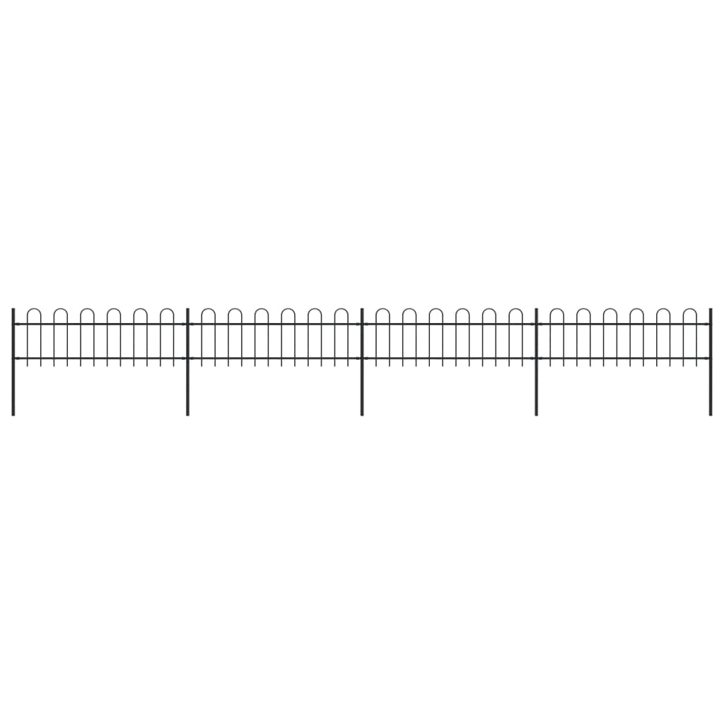 vidaXL Clôture de jardin avec dessus en cerceau Acier 6,8 x 0,6 m Noir