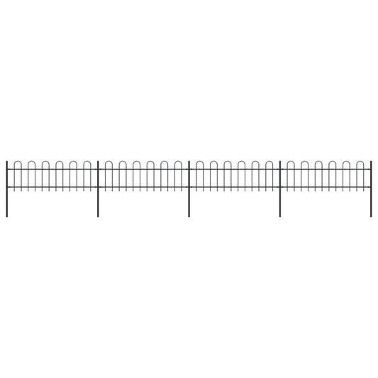 vidaXL Clôture de jardin avec dessus en cerceau Acier 6,8 x 0,6 m Noir