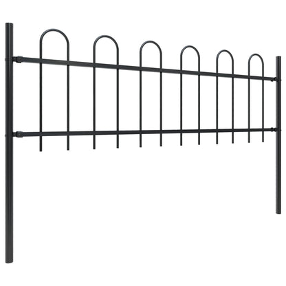 vidaXL Clôture de jardin avec dessus en cerceau Acier 6,8 x 0,6 m Noir